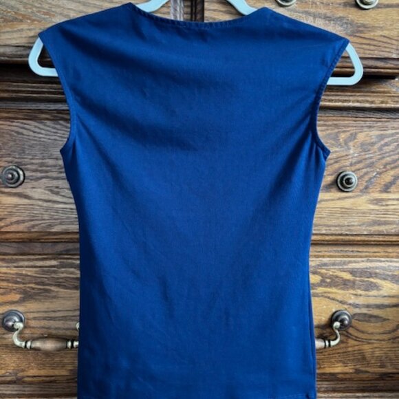J. Crew Cap-Sleeve Stretch Cotton-Blend Squareneck Tank Top in Antique Navy - Picture 5 of 5